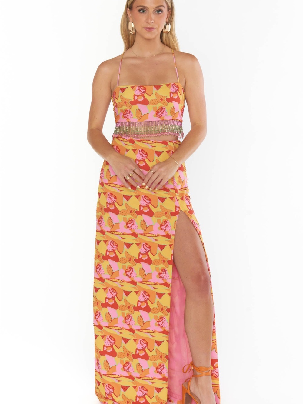 Show Me Your MuMu Yellow & Pink Floral Skirt